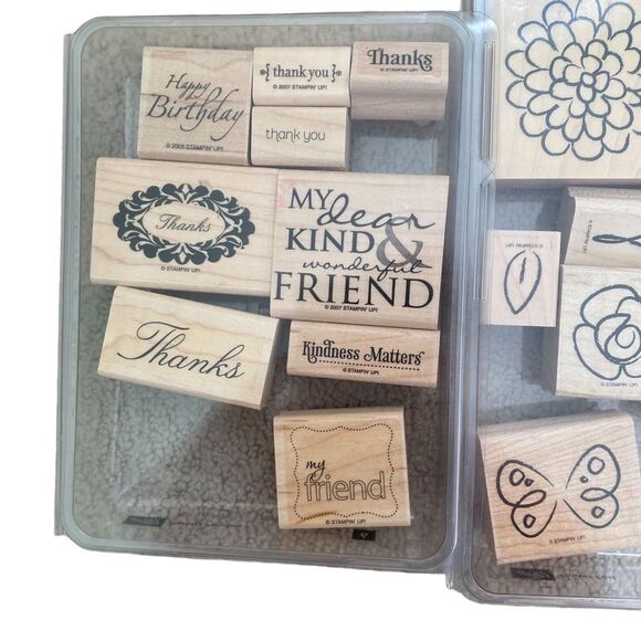 Stampin' Up Assortment Set of Wooden Stationary Craft Stamps - Picture 2 of 5